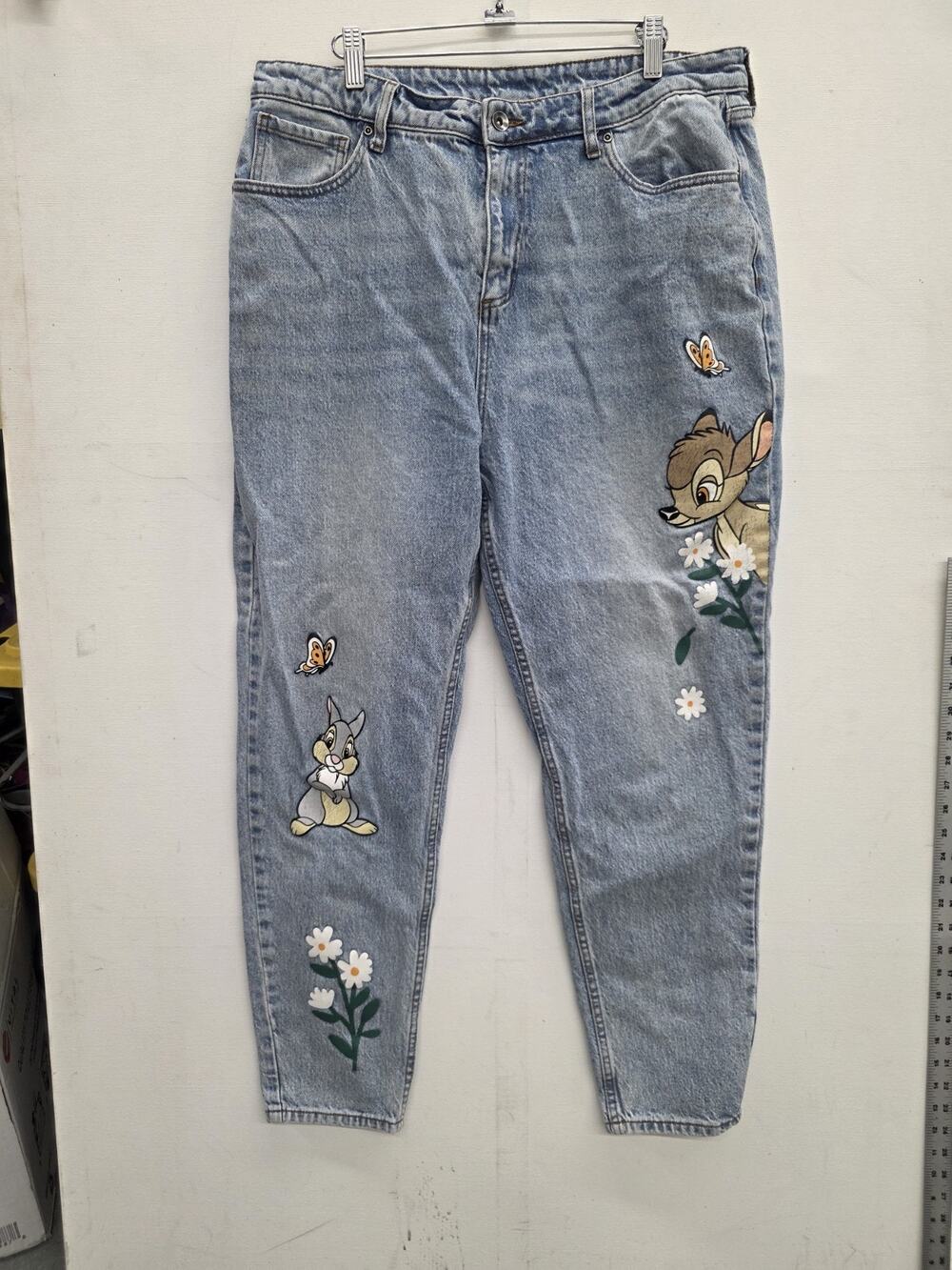 Hot Topic X Disney Character Mom Jeans BAMBI & THUMPER Stretch Tapered Size 17
